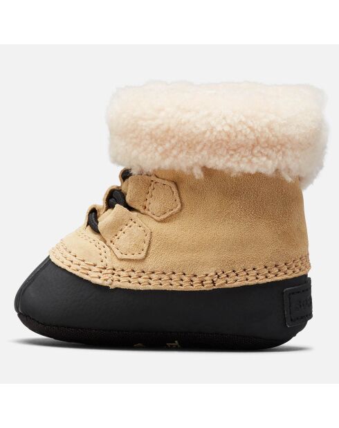 Boots fourrées en Velours de Cuir Caribootie beiges