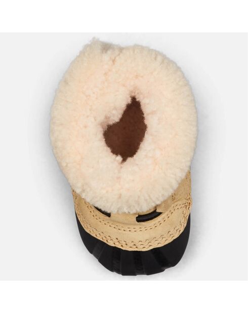 Boots fourrées en Velours de Cuir Caribootie beiges