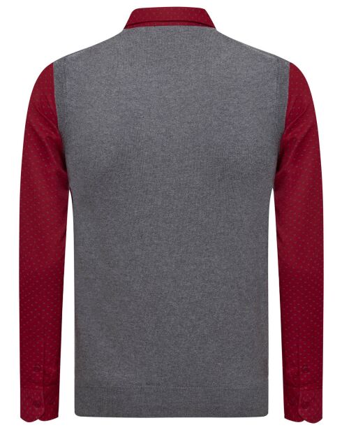 Ensemble Pull & Chemise Dulce gris/bordeaux