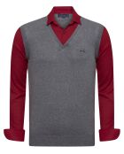 Ensemble Pull & Chemise Dulce gris/bordeaux