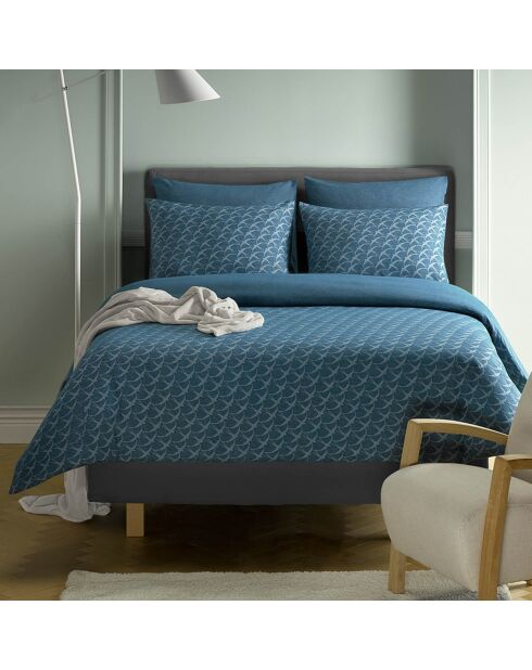 Bettwäsche-Set aus Baumwollflanell mit Vogelmotiv, Mitternachtsblau
