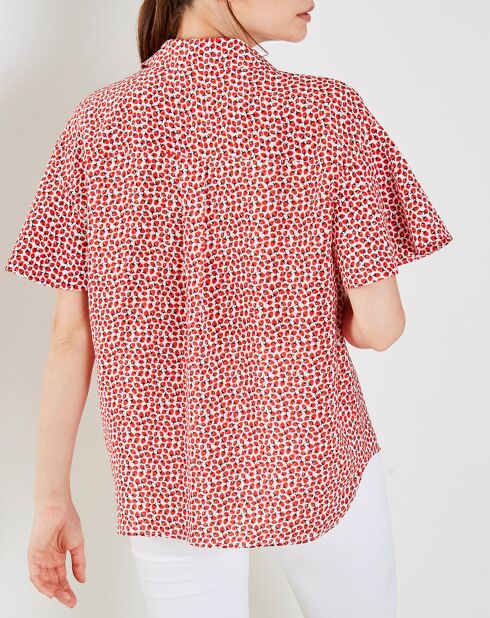 Camicia Fantine con motivo a fragole rosse