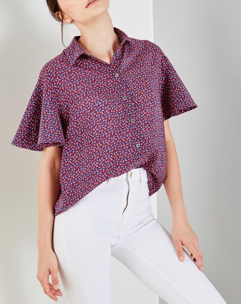 Chemise Fantine imprimée rouge/marine