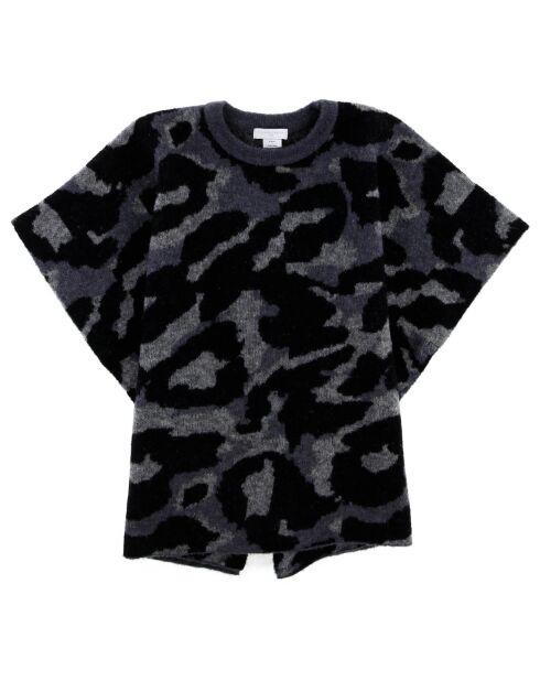 Poncho en Laine mélangée Camouflage noir/gris