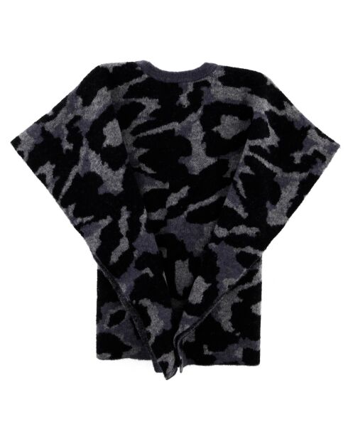 Poncho en Laine mélangée Camouflage noir/gris