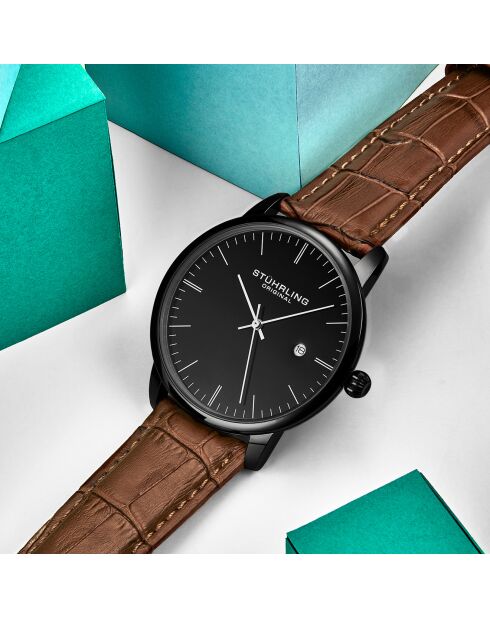 Montre Homme en Cuir Quartz Symphony marron