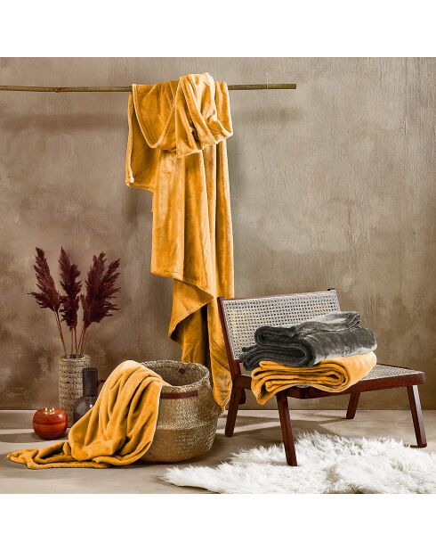 Plaid Cosy jaune doré - 150x200 cm