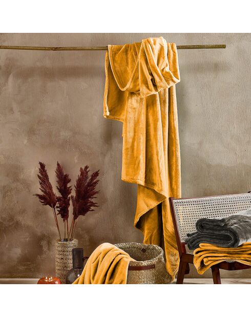 Plaid Cosy jaune doré - 150x200 cm