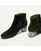 Boots en Velours de Cuir Bonu noires