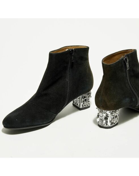 Boots en Velours de Cuir Bonu noires