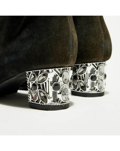 Boots en Velours de Cuir Bonu noires