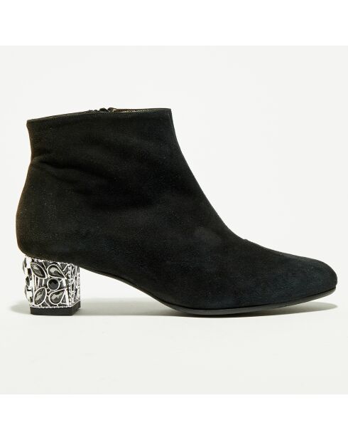 Boots en Velours de Cuir Bonu noires