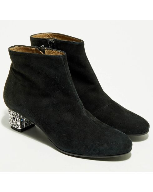 Boots en Velours de Cuir Bonu noires