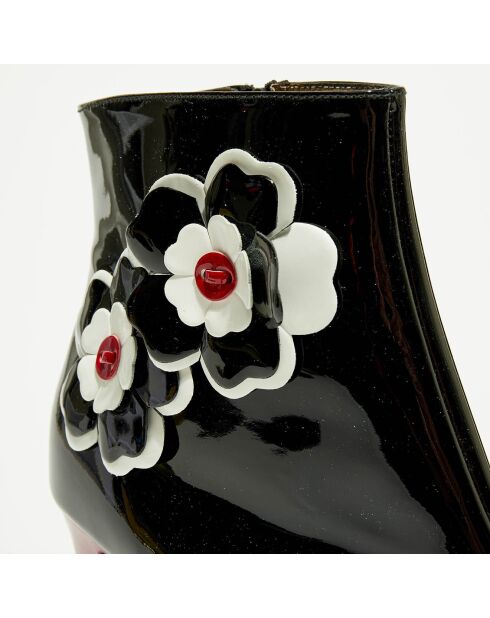 Boots en Cuir vernis Bluta noir/blanc - Talon 6 cm