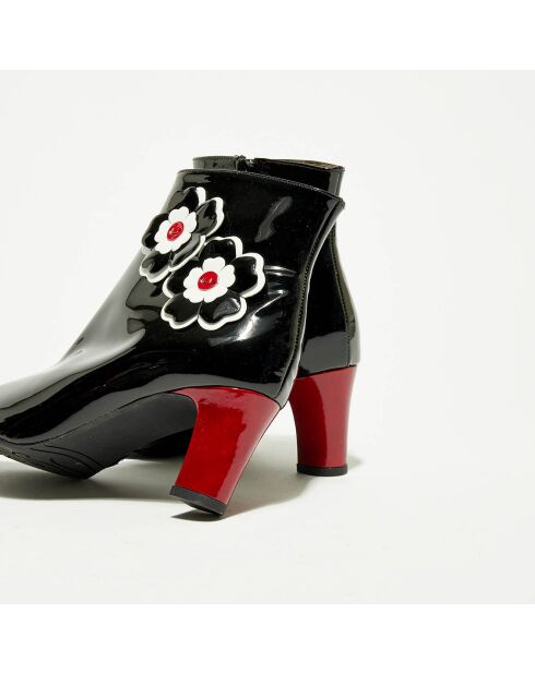 Boots en Cuir vernis Bluta noir/blanc - Talon 6 cm