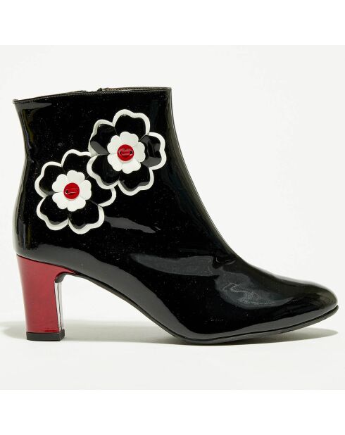 Boots en Cuir vernis Bluta noir/blanc - Talon 6 cm