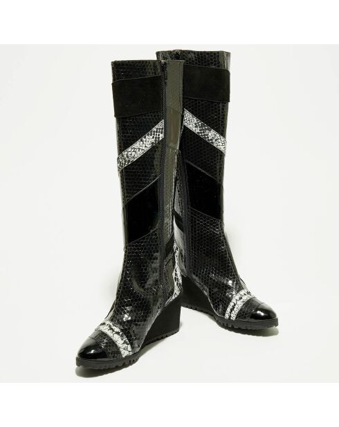 Bottes en Cuir Bulle  noires - Talon 6 cm