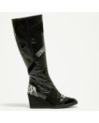 Bottes en Cuir Bulle  noires - Talon 6 cm