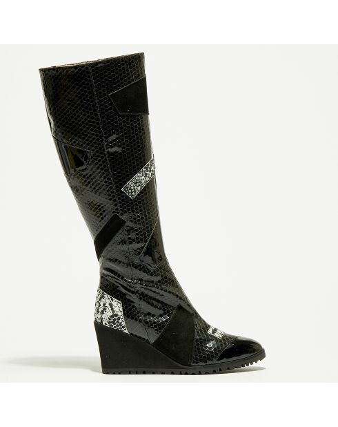 Bottes en Cuir Bulle  noires - Talon 6 cm