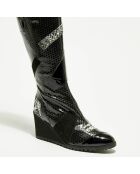 Bottes en Cuir Bulle  noires - Talon 6 cm
