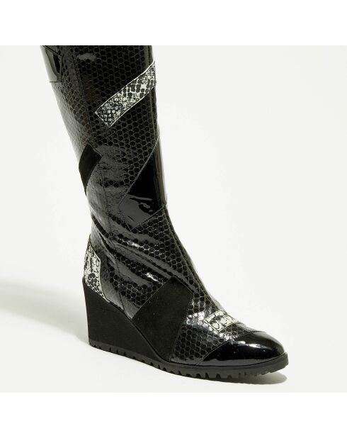 Bottes en Cuir Bulle  noires - Talon 6 cm