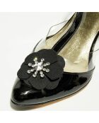 Salomés en Cuir & Plexi Lodile noires - Talon 7 cm