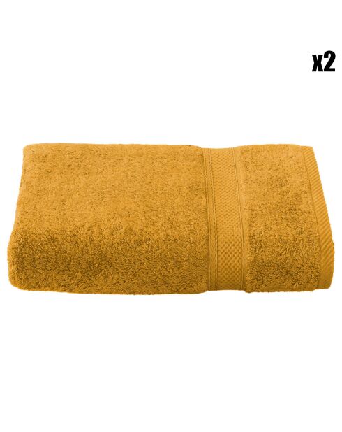 2 gelbe Stephanie Duschtücher, 70 x 140 cm