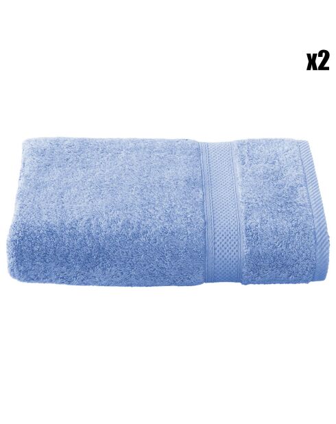 2 Draps de Douche Stephanie bleus - 70x140 cm