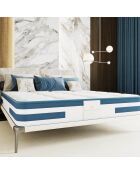 Matras en 2 boxspringset + 1 dekbed + 2 Balthazar wit/blauwe kussens - 2x80x200 cm