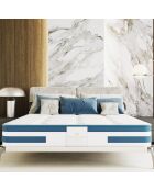 Matrassenset + 1 dekbed + 2 Balthazar kussens wit/blauw - 140x190 cm