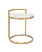 Table d'appoint ronde en marbre doré/blanc - D.40.5x50.5 cm