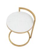 Table d'appoint ronde en marbre doré/blanc - D.40.5x50.5 cm