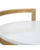 Table d'appoint ronde en marbre doré/blanc - D.40.5x50.5 cm