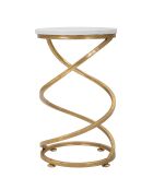 Table d'appoint Spirale en Marbre doré/blanc - D.27.5x47.5 cm
