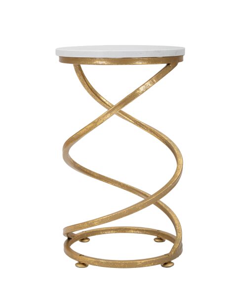 Table d'appoint Spirale en Marbre doré/blanc - D.27.5x47.5 cm