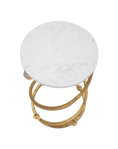 Table d'appoint Spirale en Marbre doré/blanc - D.27.5x47.5 cm