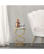 Table d'appoint Spirale en Marbre doré/blanc - D.27.5x47.5 cm
