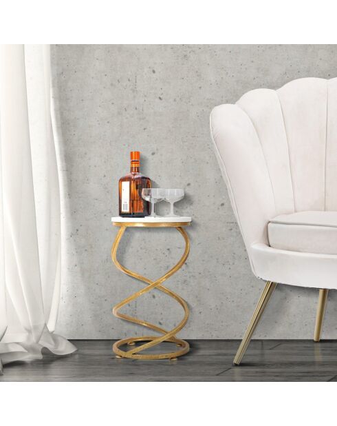 Table d'appoint Spirale en Marbre doré/blanc - D.27.5x47.5 cm