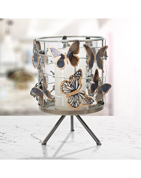 Portacandele Farfalle multicolor - 23,5x15x15 cm