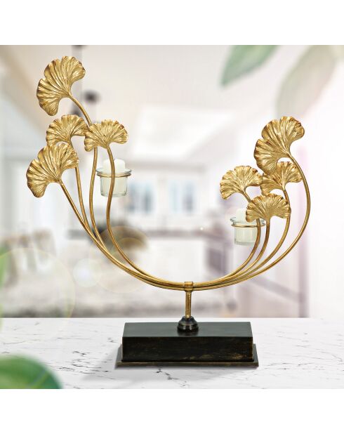 Portavelas Glam Iris dorado/negro - 55x50x12 cm