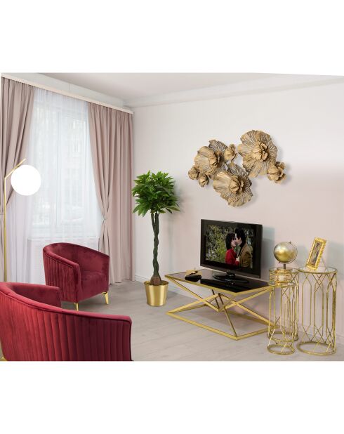 Mesita piramidal dorada/negra - 45x110x60 cm