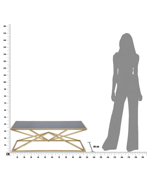 Table basse Pyramid doré/noir - 45x110x60 cm