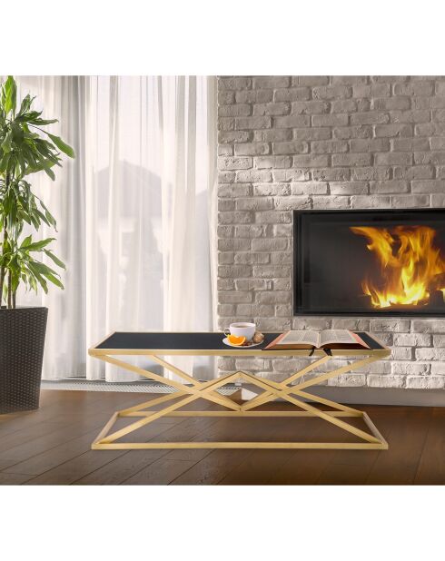 Mesita piramidal dorada/negra - 45x110x60 cm