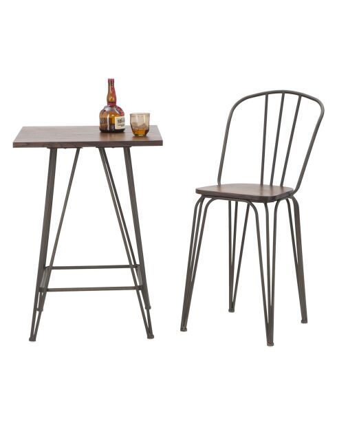 2 Chaises Harlem bois naturel/gris foncé - 102x54x45 cm