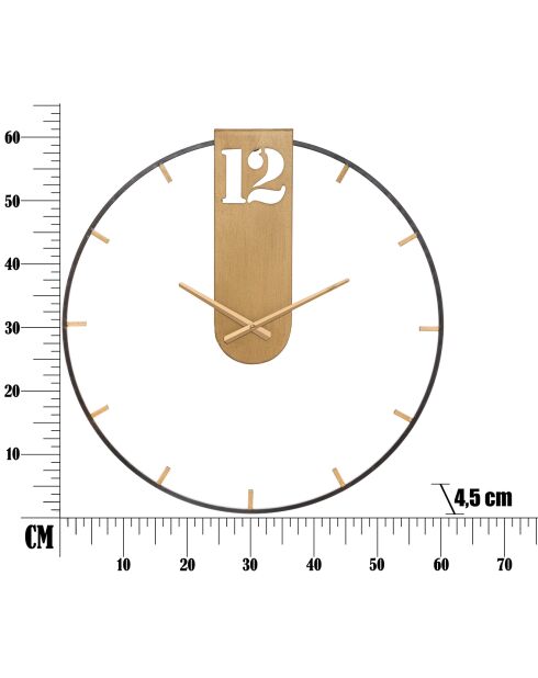 Horloge Murale doré/noir - 60x60x4.5 cm