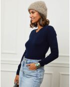 Margaux marineblauwe trui van 100% kasjmier