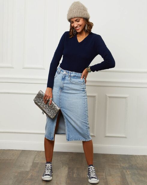 Margaux marineblauwe trui van 100% kasjmier