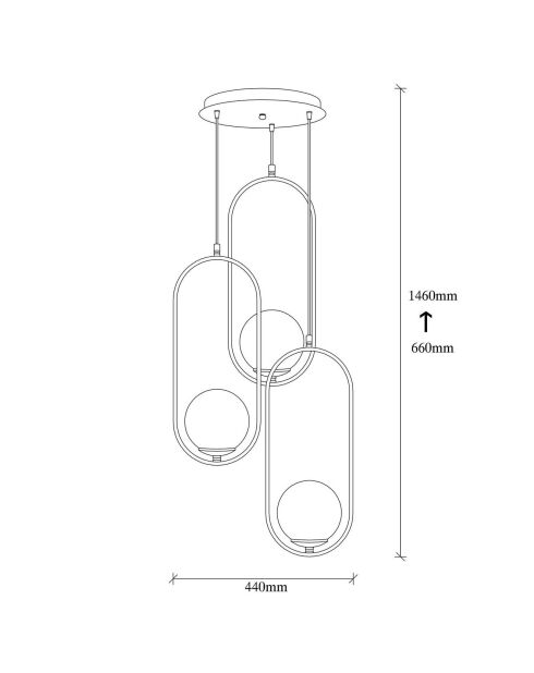 Suspension Mudoni noire - 44x146 cm