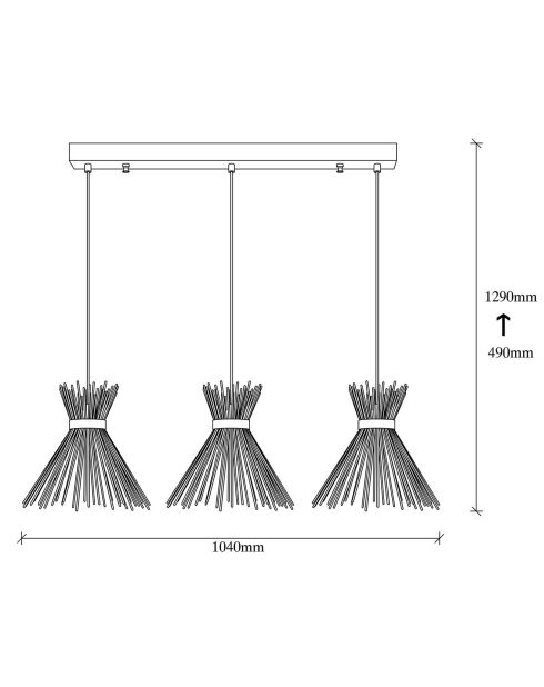 Kirpi zwarte hanglamp - 104x34x129 cm