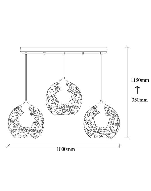 Fellini zwarte hanglamp - 100x25x115 cm